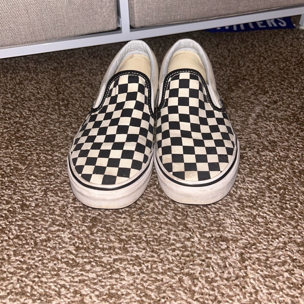 Checkered Vans Slide Ons